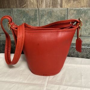 Coach RED Leather Maggie Duffle Bag #9019 Brass Hardware Made in USA